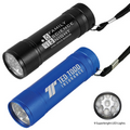 9 LEDs Torpedo Laser Engraved Aluminum Flashlight w/ Hand Strap